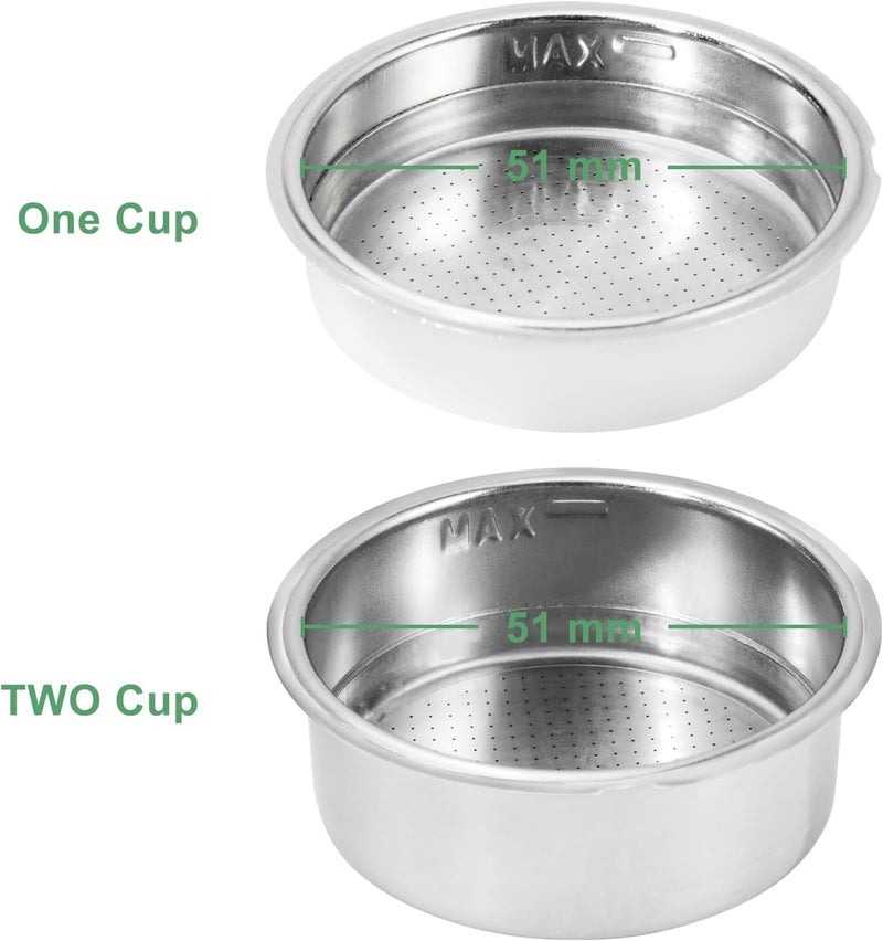 URintells Cuising Replacement 51mm Filter Baskets for Espresso Machine EM5410-US/EM5420-US, 2 Packs (Single cup and double cup) - Image 2